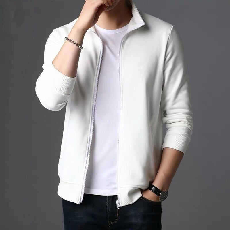 Spring Solid Colored Mens Zip Up Jacket