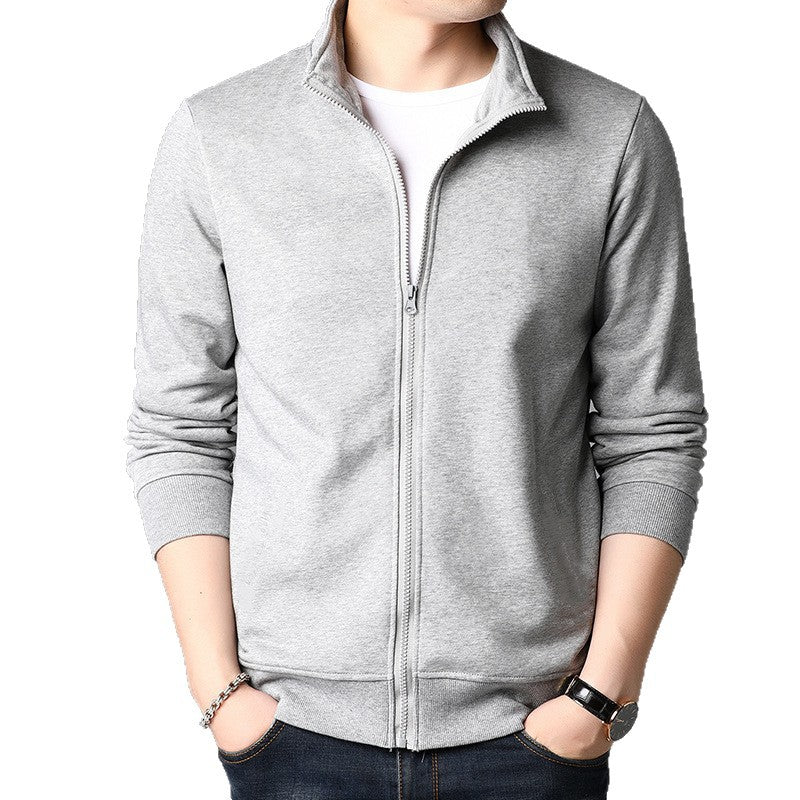 Spring Solid Colored Mens Zip Up Jacket