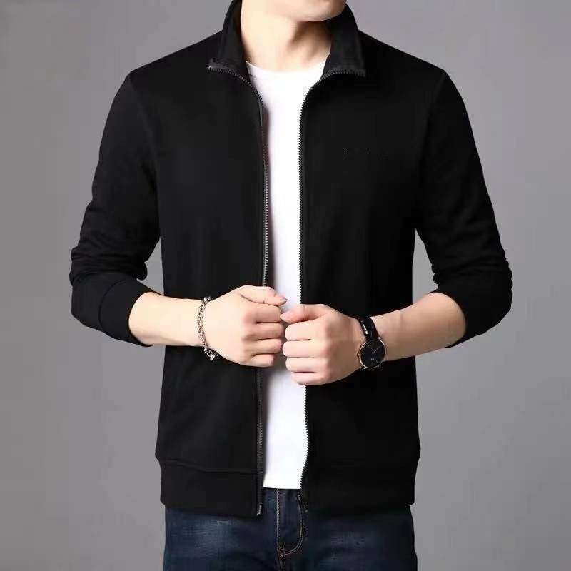 Spring Solid Colored Mens Zip Up Jacket