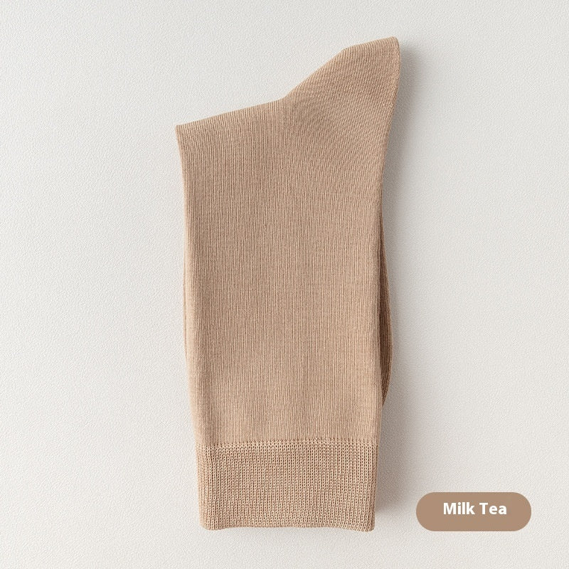 Mid Calf Cotton Socks Clean Knit