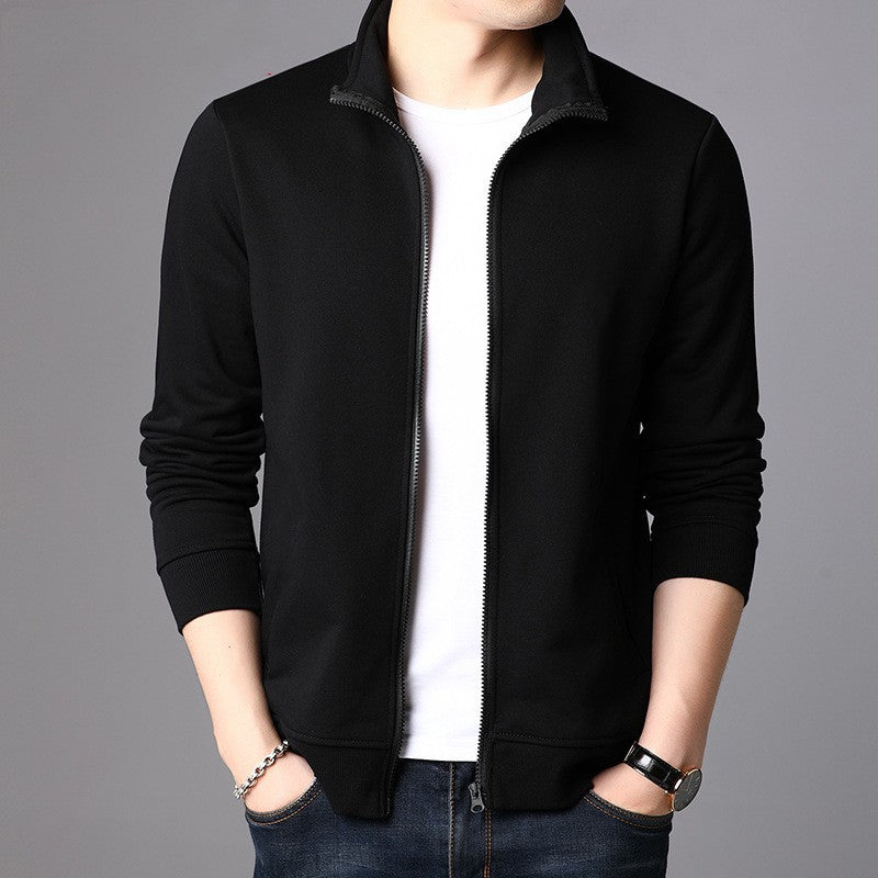 Spring Solid Colored Mens Zip Up Jacket