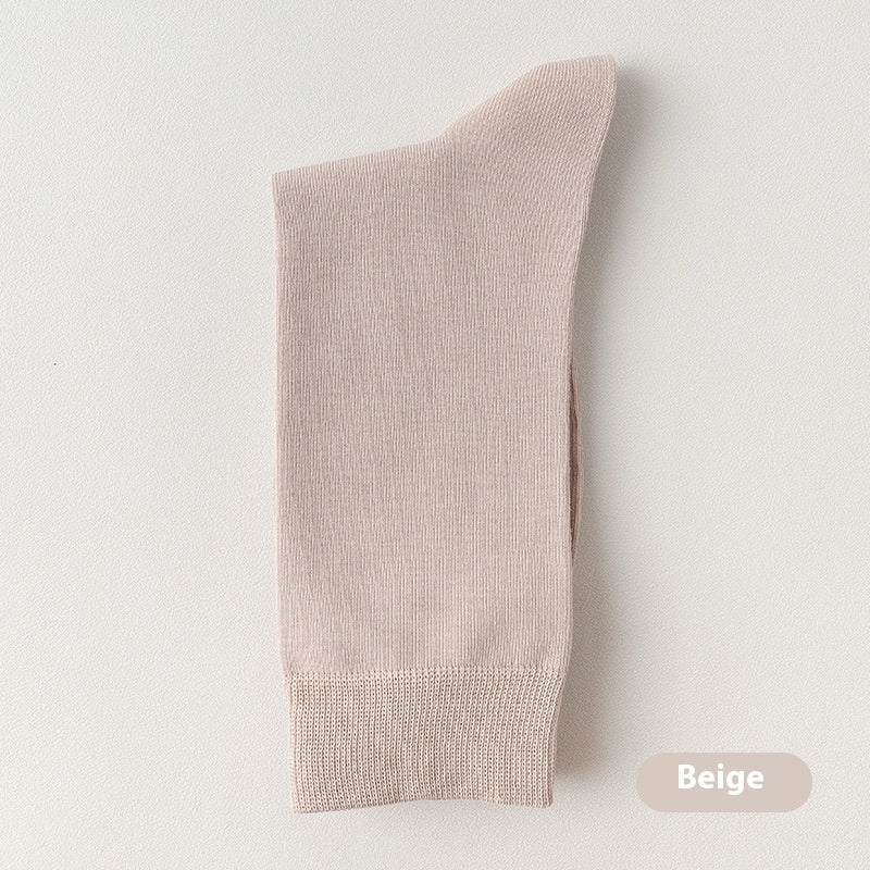 Mid Calf Cotton Socks Clean Knit